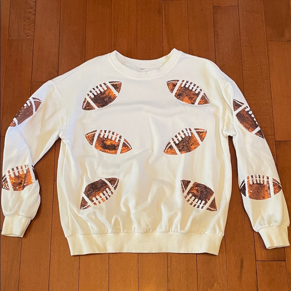 Sequin Football Print Sweatshirt